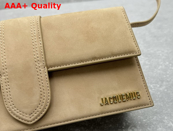 Jacquemus The Long Bambino Long Flap Bag in Dark Beige Nubuck Leather Replica