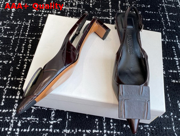 Jacquemus The Low Duelo Slingbacks in Dark Brown Crocodile Embossed Calf Leather Replica