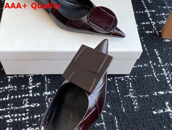 Jacquemus The Low Duelo Slingbacks in Dark Brown Crocodile Embossed Calf Leather Replica