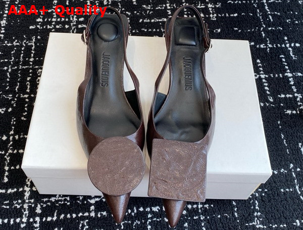 Jacquemus The Low Duelo Slingbacks in Dark Brown Leather Replica