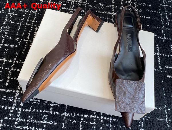 Jacquemus The Low Duelo Slingbacks in Dark Brown Leather Replica