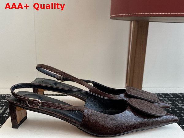 Jacquemus The Low Duelo Slingbacks in Dark Brown Leather Replica