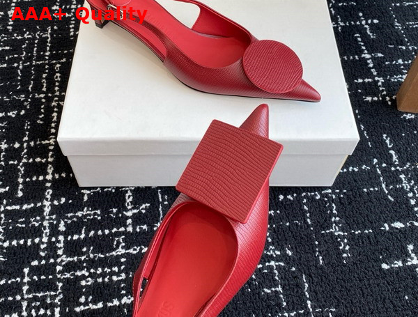 Jacquemus The Low Duelo Slingbacks in Dark Red Lizard Embossed Calf Leather Replica