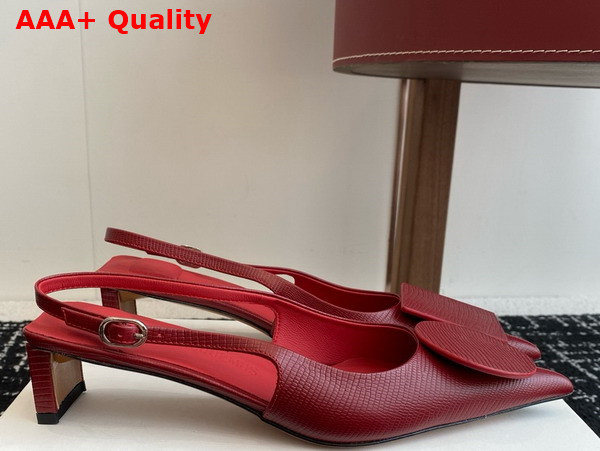 Jacquemus The Low Duelo Slingbacks in Dark Red Lizard Embossed Calf Leather Replica