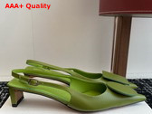 Jacquemus The Low Duelo Slingbacks in Green Lizard Embossed Calf Leather Replica