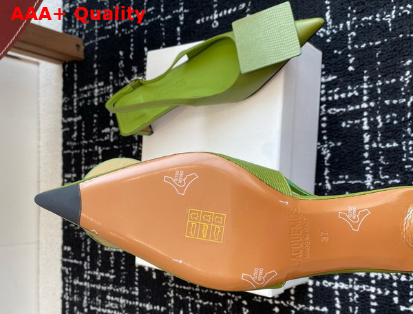 Jacquemus The Low Duelo Slingbacks in Green Lizard Embossed Calf Leather Replica