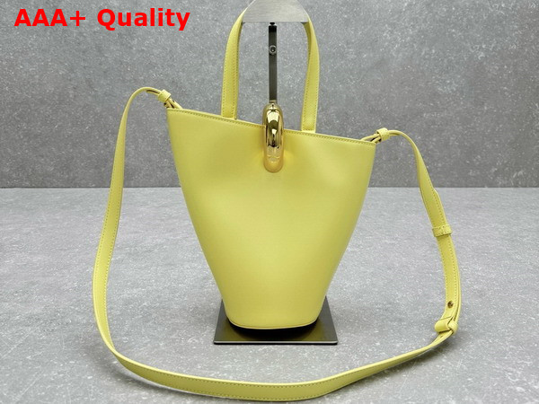 Jacquemus The Small Bambola Asymmetric Mini Bucket Bag in Light Yellow Smooth Leather Replica