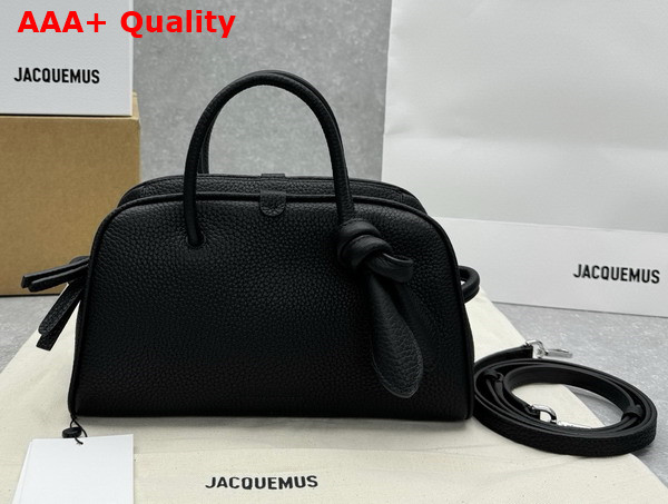 Jacquemus The Small Turismo Bowling Bag in Black Grained Leather Replica