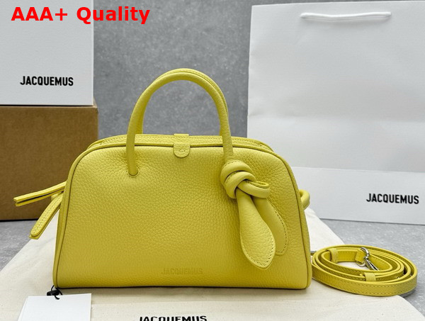 Jacquemus The Small Turismo Bowling Bag in Light Yellow Grained Leather Replica