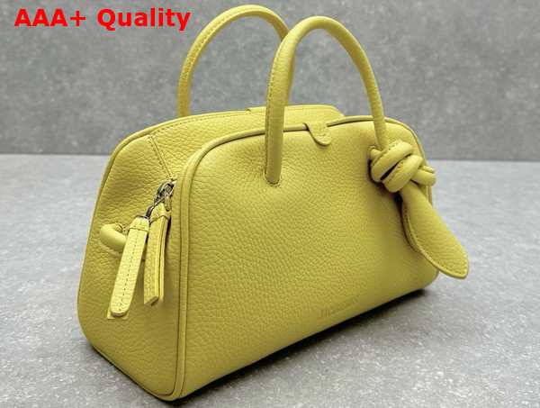 Jacquemus The Small Turismo Bowling Bag in Light Yellow Grained Leather Replica
