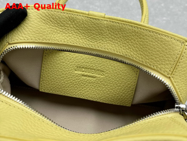Jacquemus The Small Turismo Bowling Bag in Light Yellow Grained Leather Replica