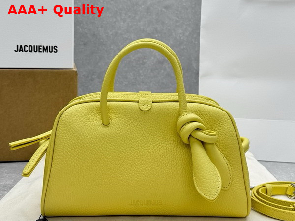 Jacquemus The Small Turismo Bowling Bag in Light Yellow Grained Leather Replica