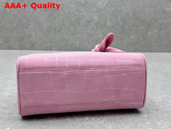 Jacquemus The Small Turismo Light Pink Crocodile Embossed Suede Bowling Bag Replica