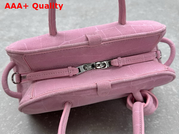 Jacquemus The Small Turismo Light Pink Crocodile Embossed Suede Bowling Bag Replica