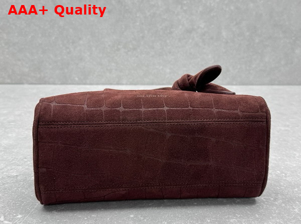 Jacquemus The Small Turismo Soft Bowling Bag in Dark Brown Crocodile Embossed Suede Calfskin Replica