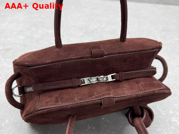 Jacquemus The Small Turismo Soft Bowling Bag in Dark Brown Crocodile Embossed Suede Calfskin Replica