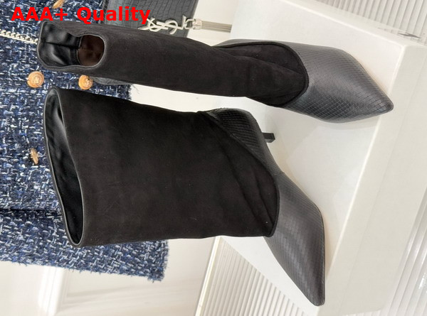Jacquemus The Tourni Boots in Black Snake Skin Effect Calfskin and Suede Replica