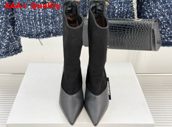 Jacquemus The Tourni Boots in Black Snake Skin Effect Calfskin and Suede Replica