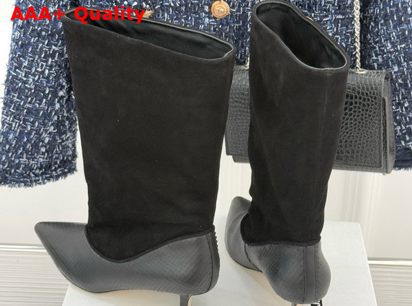 Jacquemus The Tourni Boots in Black Snake Skin Effect Calfskin and Suede Replica