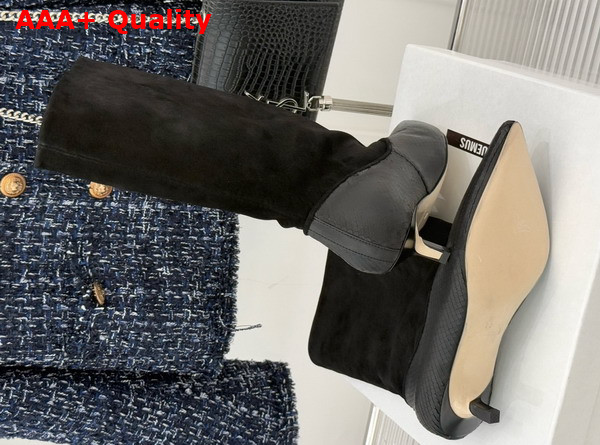 Jacquemus The Tourni Boots in Black Snake Skin Effect Calfskin and Suede Replica