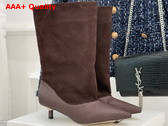 Jacquemus The Tourni Boots in Dark Brown Snake Skin Effect Calfskin and Suede Replica
