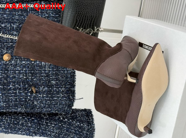 Jacquemus The Tourni Boots in Dark Brown Snake Skin Effect Calfskin and Suede Replica