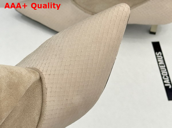 Jacquemus The Tourni Boots in Ivory Snake Skin Effect Calfskin and Suede Replica