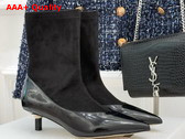 Jacquemus The Tourni Pumped Ankle Boots in Black Stretch Suede and Patent Leather Replica