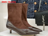 Jacquemus The Tourni Pumped Ankle Boots in Dark Brown Stretch Suede and Patent Leather Replica