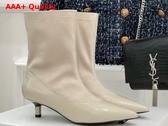 Jacquemus The Tourni Pumped Ankle Boots in Ivory Stretch Suede and Patent Leather Replica