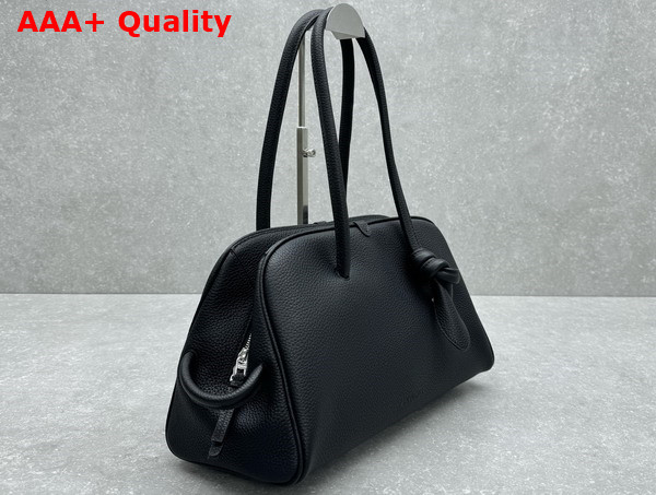 Jacquemus The Turismo Soft Bowling Bag in Black Grained Leather Replica