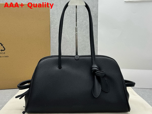 Jacquemus The Turismo Soft Bowling Bag in Black Grained Leather Replica
