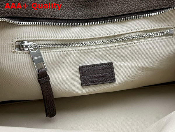 Jacquemus The Turismo Soft Bowling Bag in Dark Brown Grained Leather Replica