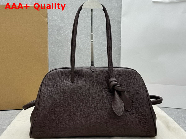 Jacquemus The Turismo Soft Bowling Bag in Dark Brown Grained Leather Replica