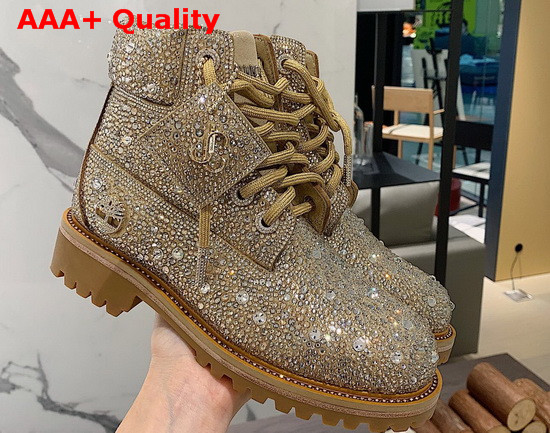 JC X Timberland F Golden Mix Shimmer Suede Boots with Crystal Hotfix Replica