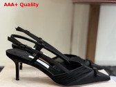 Jimmy Choo Afia Mesh Sling Back 65 Black Satin and Ruched Tulle Pumps Replica