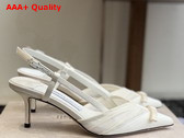 Jimmy Choo Afia Mesh Sling Back 65 Ivory Satin and Ruched Tulle Pumps Replica