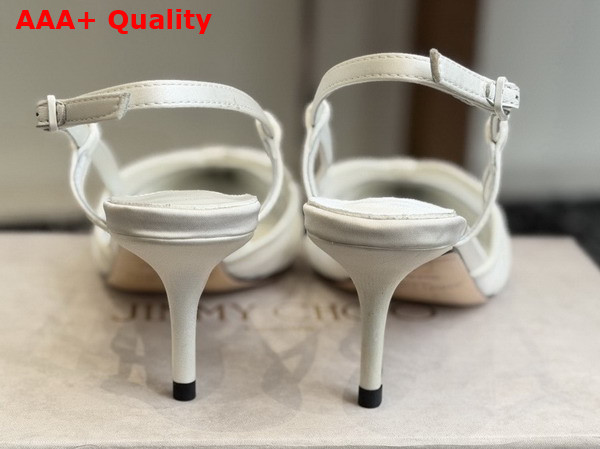 Jimmy Choo Afia Mesh Sling Back 65 Ivory Satin and Ruched Tulle Pumps Replica