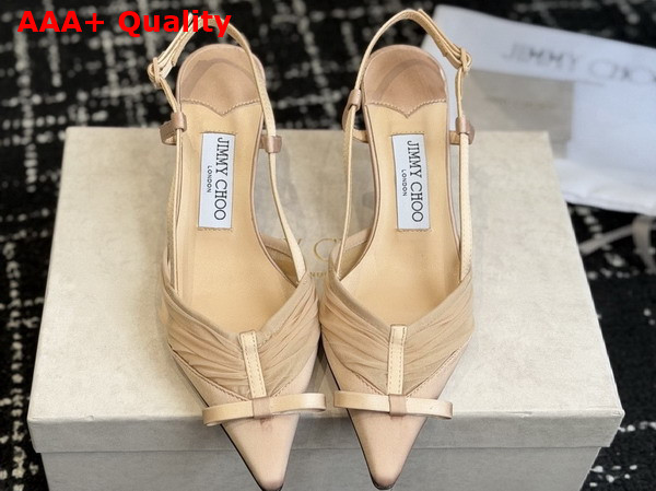 Jimmy Choo Afia Mesh Sling Back 65 Macaron Satin and Ruched Tulle Pumps Replica