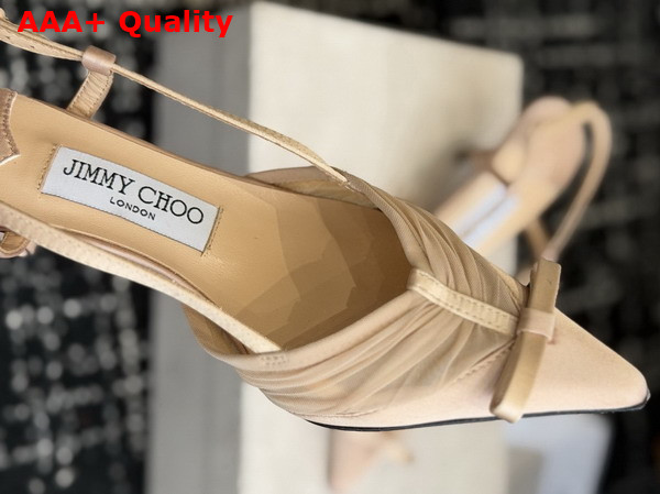 Jimmy Choo Afia Mesh Sling Back 65 Macaron Satin and Ruched Tulle Pumps Replica