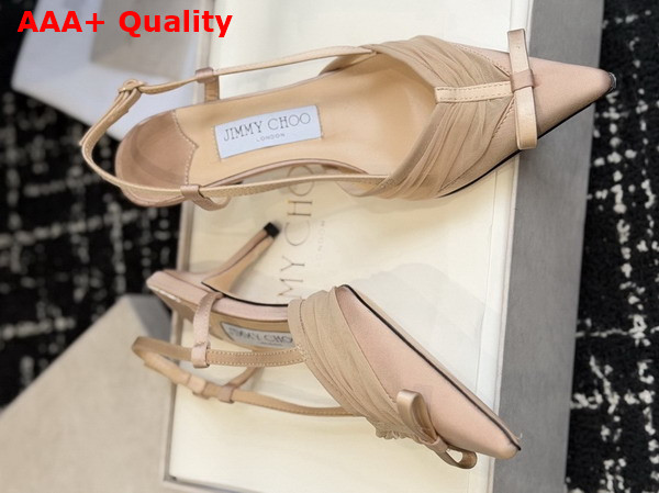 Jimmy Choo Afia Mesh Sling Back 65 Macaron Satin and Ruched Tulle Pumps Replica