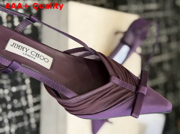 Jimmy Choo Afia Mesh Sling Back 65 Winter Bloom Satin and Ruched Tulle Pumps Replica