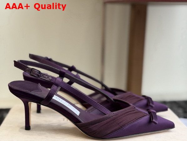 Jimmy Choo Afia Mesh Sling Back 65 Winter Bloom Satin and Ruched Tulle Pumps Replica