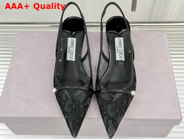 Jimmy Choo Amita 45 Black Jimmy Choo Lace and Spazzolato Pumps Replica