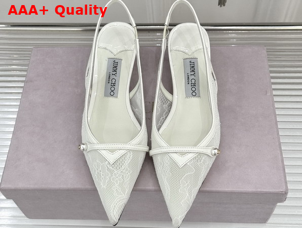 Jimmy Choo Amita 45 Ivory Jimmy Choo Lace and Spazzolato Pumps Replica
