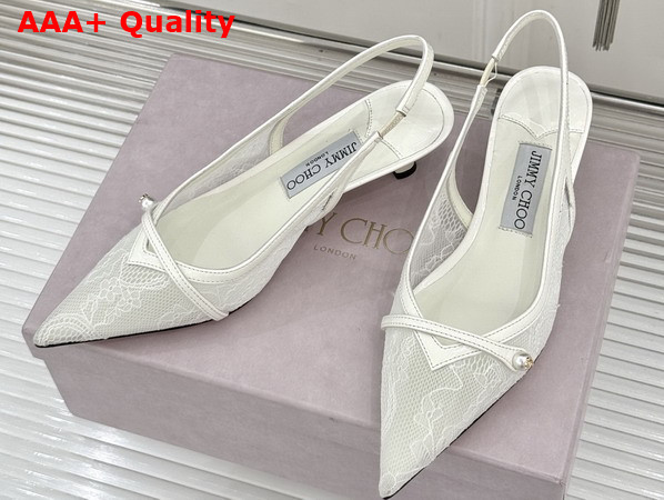 Jimmy Choo Amita 45 Ivory Jimmy Choo Lace and Spazzolato Pumps Replica