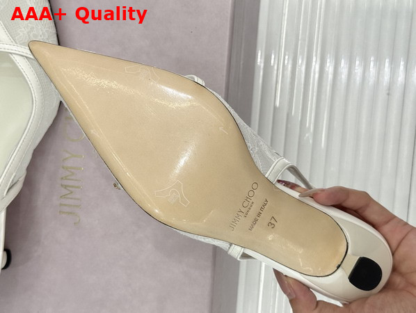 Jimmy Choo Amita 45 Ivory Jimmy Choo Lace and Spazzolato Pumps Replica