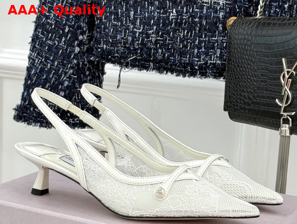Jimmy Choo Amita 45 Ivory Jimmy Choo Lace and Spazzolato Pumps Replica