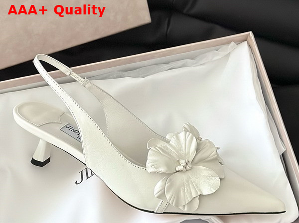 Jimmy Choo Amita Flowers 45 Latte Nappa Leather Sling Back Pumps with Flowers Replica
