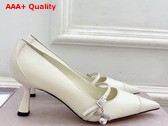 Jimmy Choo Aren Pump 65 Latte Panache Leather Pumps with Pearl Charm Replica